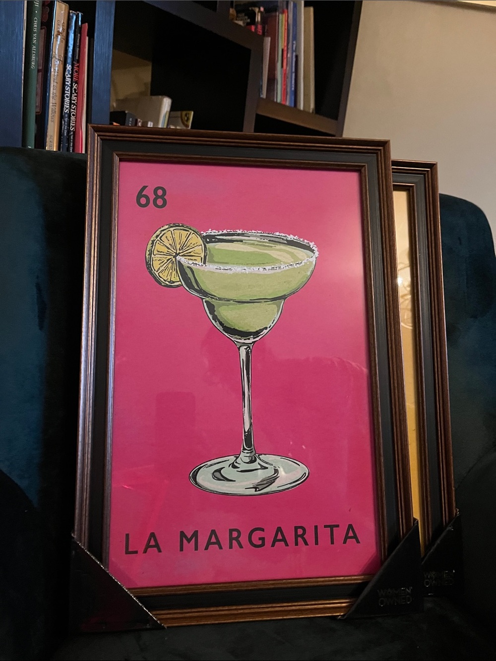 SALE- La Loteria - Sapna- La Margarita- Pink Framed Wall Art - Home Dining Decor